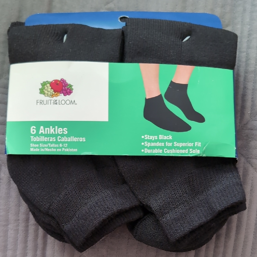 Fruit of the Loom Black Casual Ankle Socks
